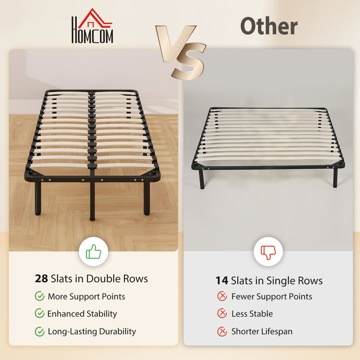 3ft Single Bed Frame, Metal Platform Bed Frame with 2 x 14 Wood Slats,