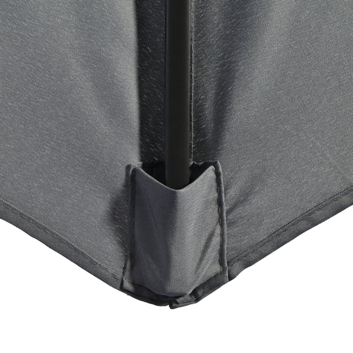 Outsunny Garden 3(m) Parasol Umbrella, Outdoor Market Table Umbrella Sun Shade Canopy with 8 Ribs, Easy Push to Open, Grey