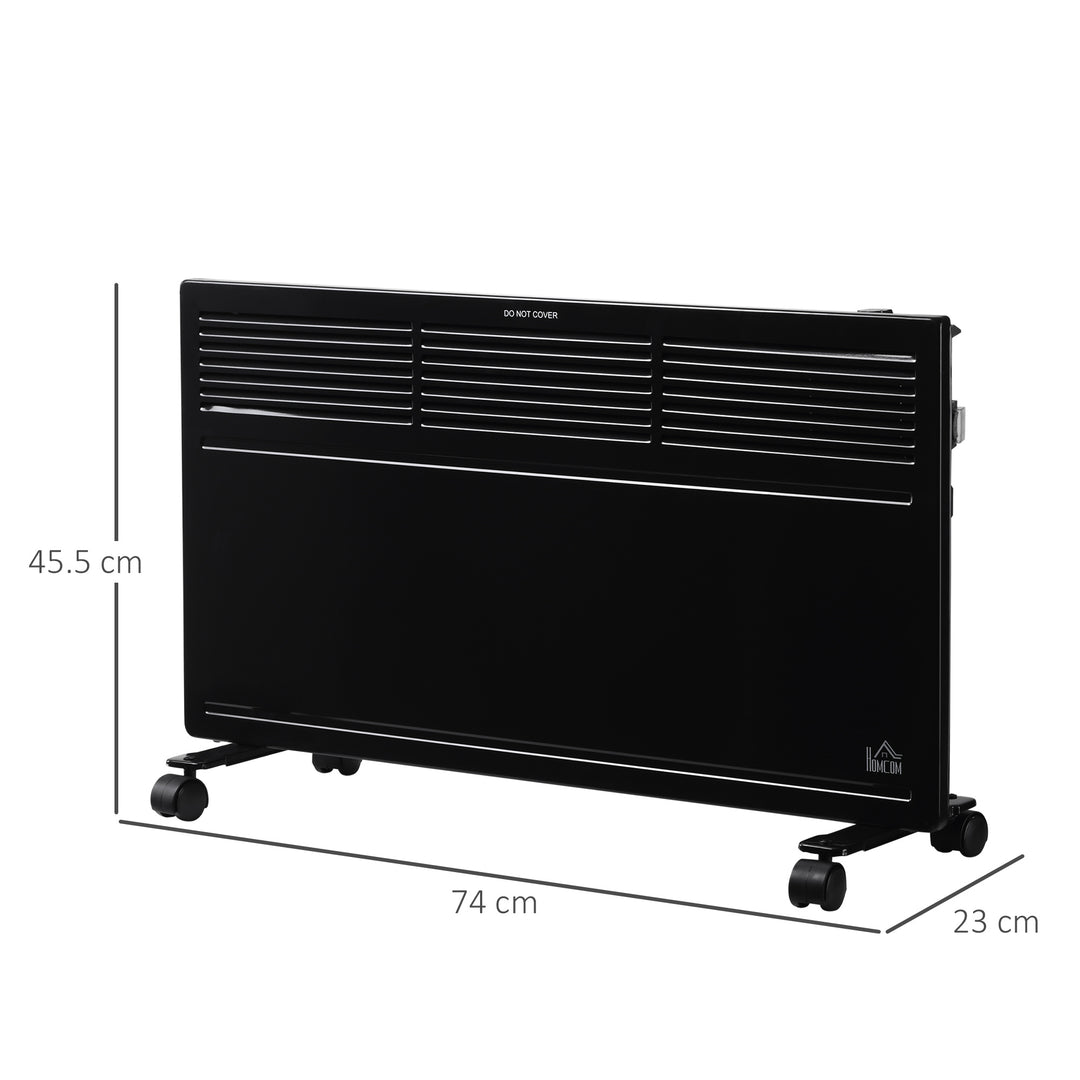 MCL POWER Convector Radiator Freestanding or Wall-mounted Heating with 2 Heat Settings Safety Cut-Off, Black