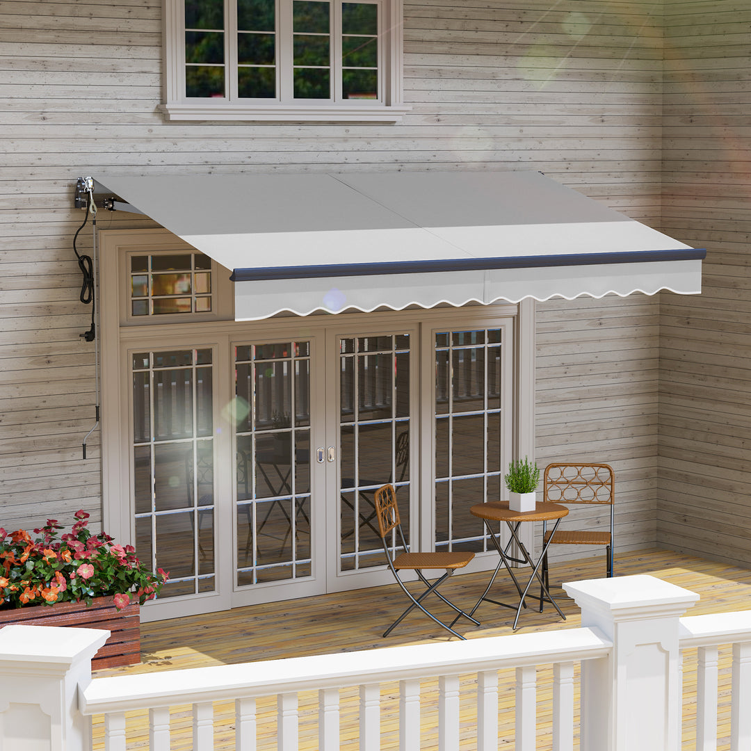 3.5 x 3(m) Electric Awning with Remote Controller, Aluminium Frame DIY Retractable Awning, UPF30+ Sun Shade Canopy for Garden Patio Deck Door Window, Light Grey