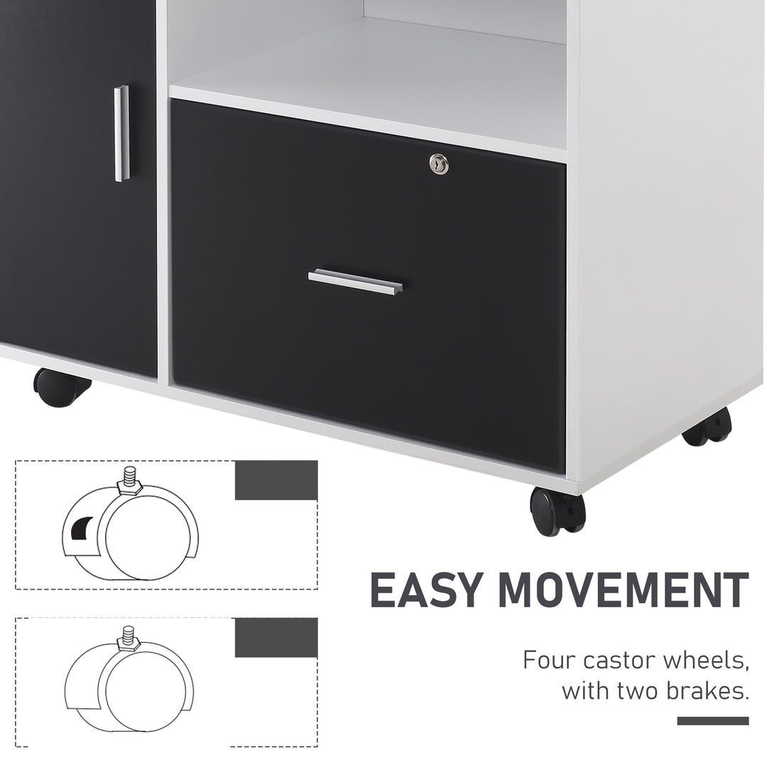 HOMCOM Filing Cabinet w/ Lockable Drawer, Mobile File Cabinet w/ 4 Wheels & Shelf, Printer Stand for Hanging A4 & Letter Sized Files, Home | Aosom UK