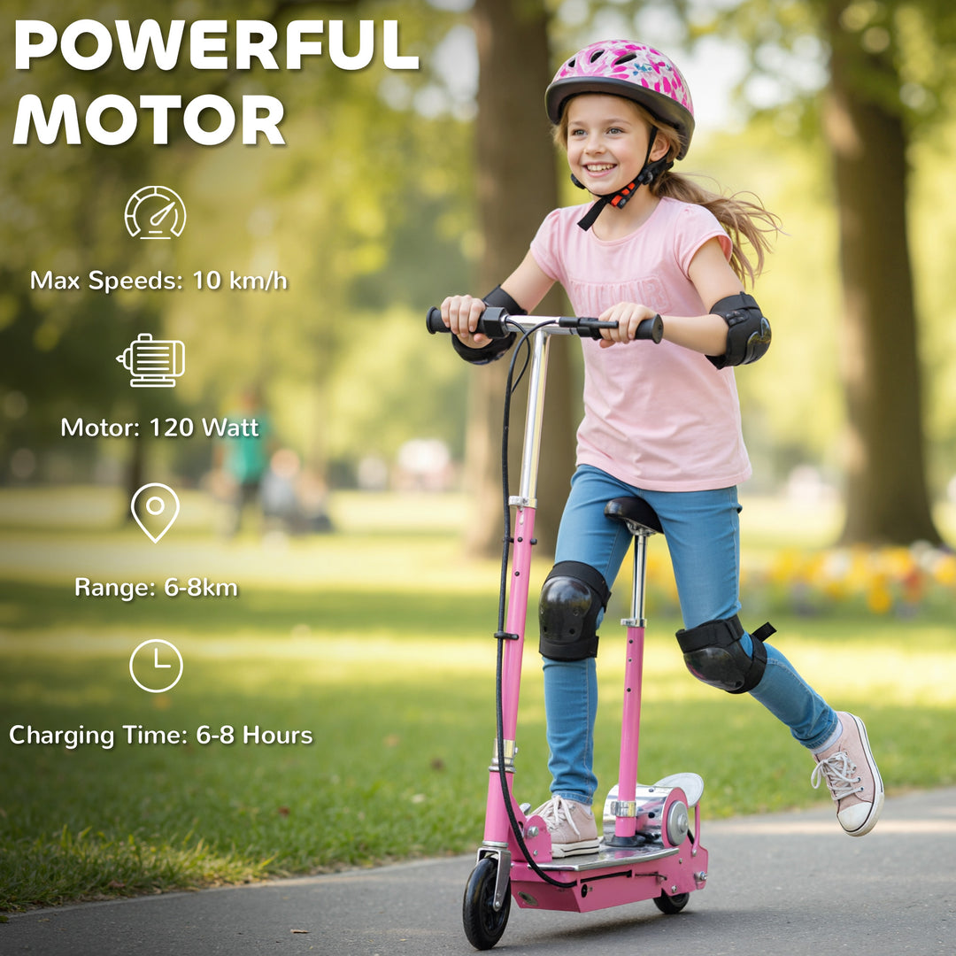 MCL Foldable Powered Scooter with Adjustable Seat, Brake, Pink