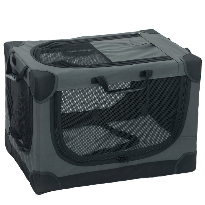 Soft Dog Crate Pet Travel Crate 60 x 42 x 43 cm with Removable Pad Mes