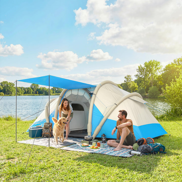 Inflatable Tent 2 Bedroom Tunnel Design Windproof Air Tent with Carry 