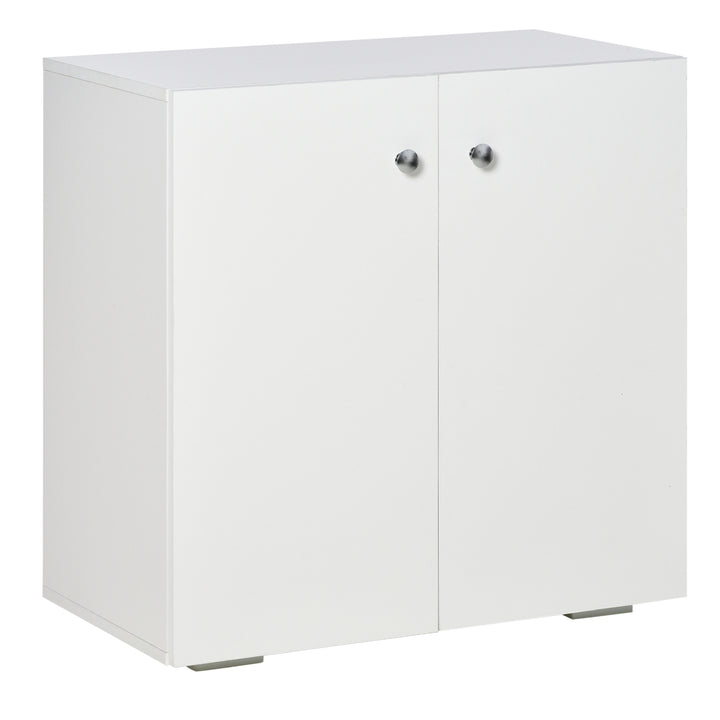 HOMCOM Storage Cabinet with 2 Shelves and Doors, Wooden Sideboard, Freestanding Kitchen Cupboard, for Living Room, Kitchen, White | Aosom UK