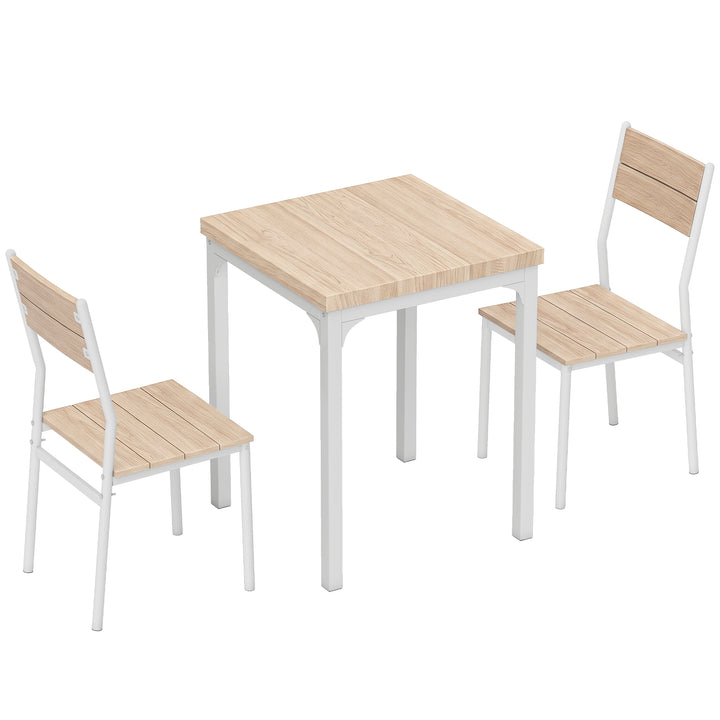 Three-Piece Minimal and Compact Dining Set, Oak Wood Effect