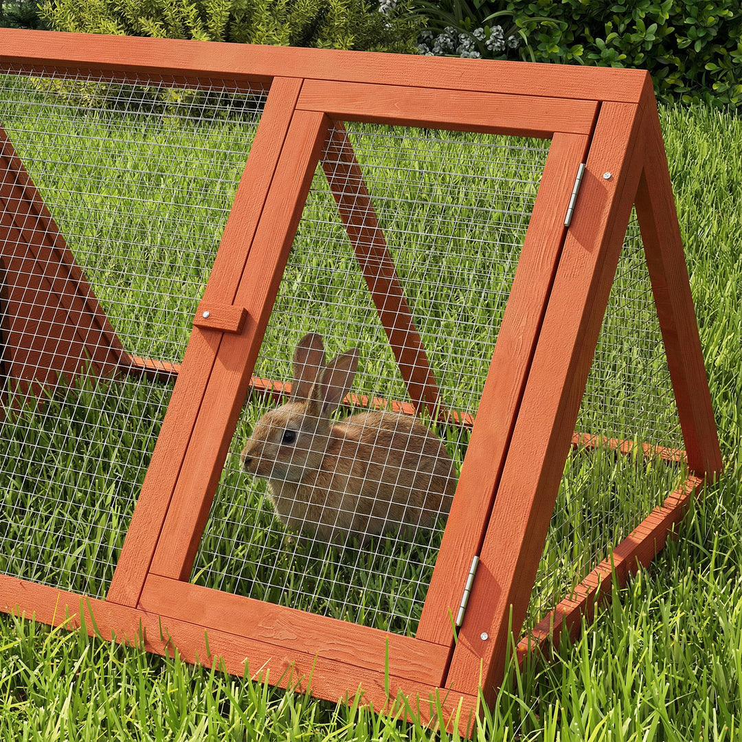 Rabbit Hutch, Wooden Guinea Pig Hutch with Run and Doors, Outdoor Tria