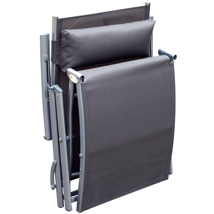 Outsunny Folding Sun Lounger, Texteline Recliner Chair, 5