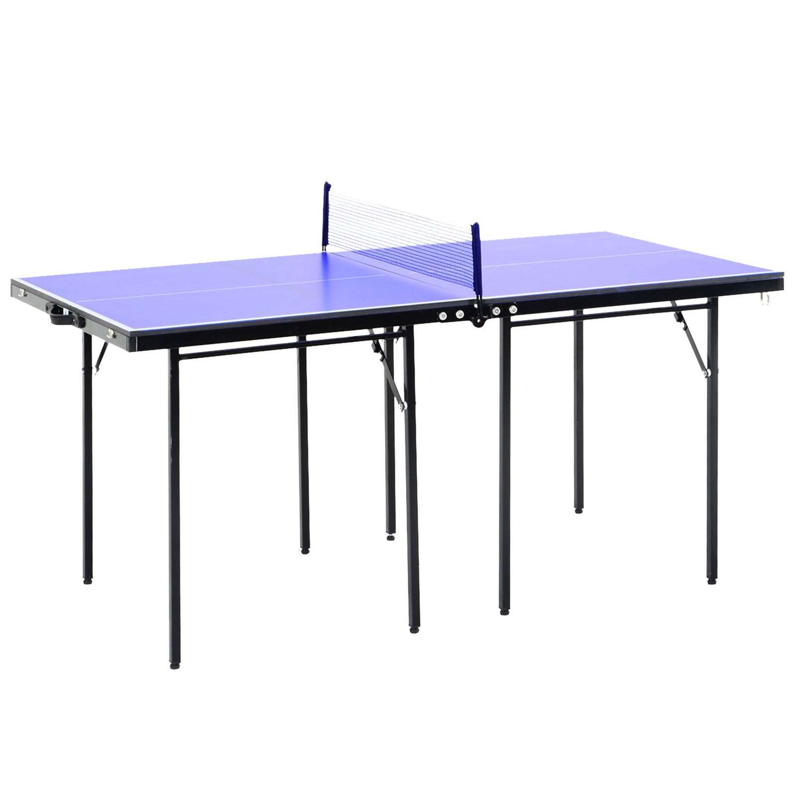 Folding 5ft Mini Compact Table Tennis Top Ping Pong Table Set Professional Net Games Sports Training Play Blue
