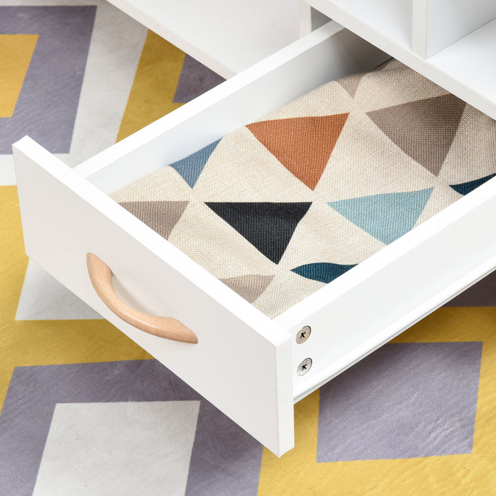 MCL Modern Minimalism Coffee Table with Storage, Sofa Side Table with Shelf & Drawer for Living Room Reception Room, White