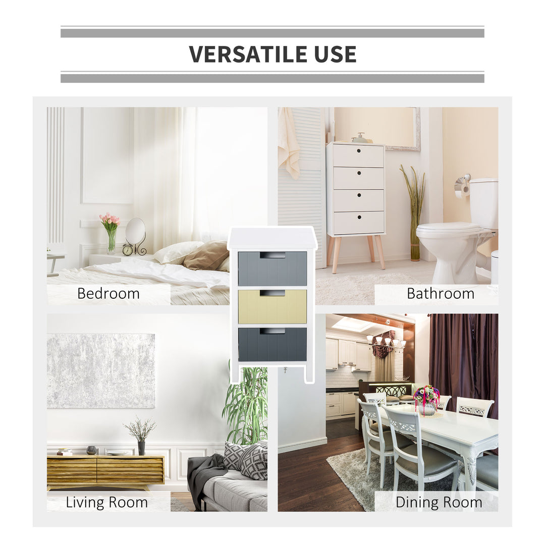 3 Drawer Storage Tower, Dresser Chest with Wood Top, Organiser Unit for Closets Bedroom Nursery Room Hallway