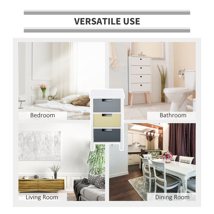 3 Drawer Storage Tower, Dresser Chest with Wood Top, Organiser Unit for Closets Bedroom Nursery Room Hallway