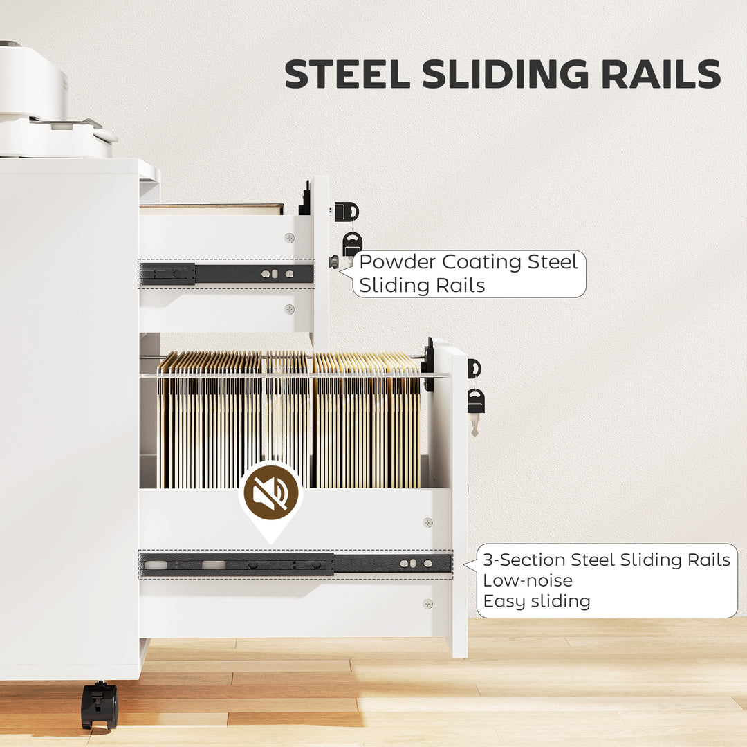 Rolling File Cabinet with 2 Drawers, Mobile Filing Cabinet with Hanging File Folder for Letter Sized Documents