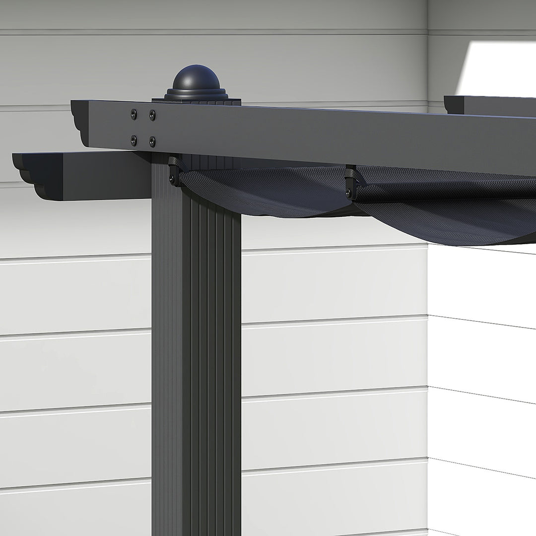 3 x 3m Aluminium Pergola, with Retractable Roof - Dark Grey