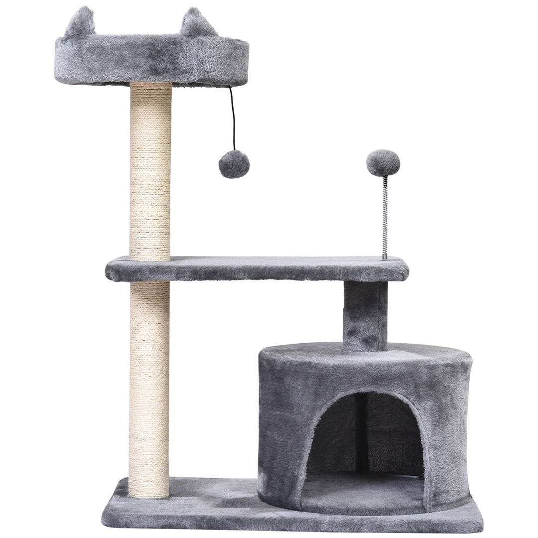 Cat Tree for Indoor Cats with Scratching Post Climbing Tower Kitty Activity Centre Condo Perch Jumping Platforms Grey 60L x 40W x 81H cm