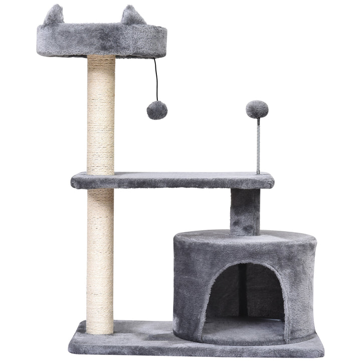 Cat Tree for Indoor Cats with Scratching Post Climbing Tower Kitty Activity Centre Condo Perch Jumping Platforms Grey 60L x 40W x 81H cm