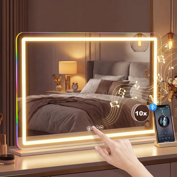 Vanity Mirror with Lights, Dimmable Makeup Mirror with Adjustable Colo