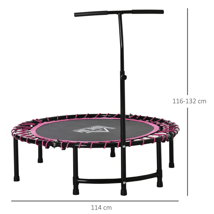 HOMCOM 45" Round Mini Trampoline Rebounder Indoor Outdoor Jumper with Adjustable Handle - Pink