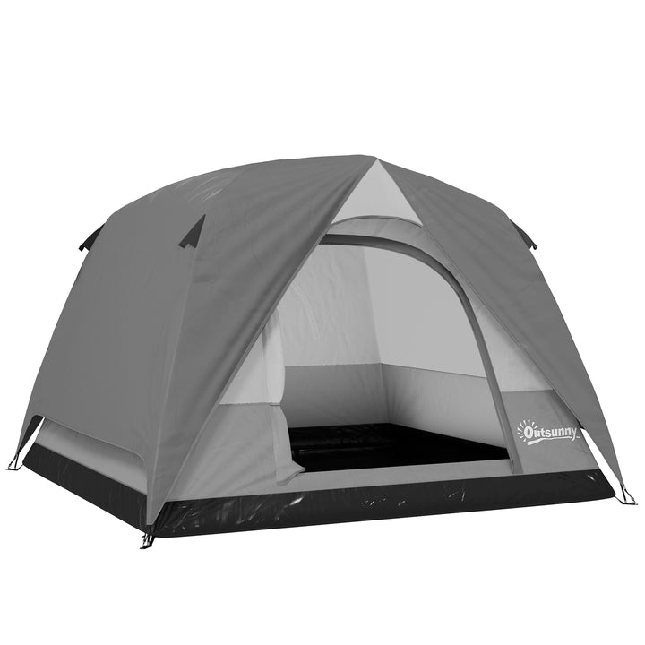 3-4 Person Camping Tent, Easy Set Up 3-4 Man Tent w/ Sewn-in Groundshe