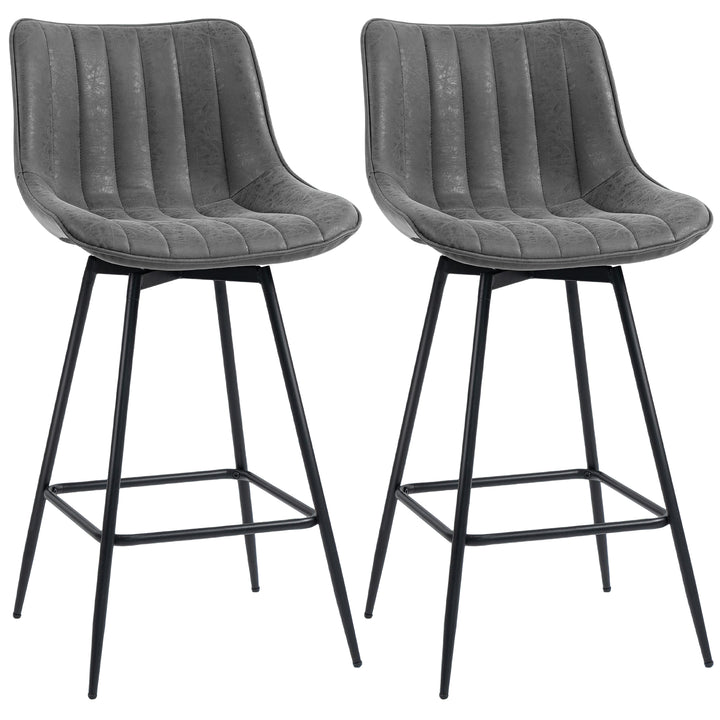 Set of 2 PU Leather Swivel Bar Stools
