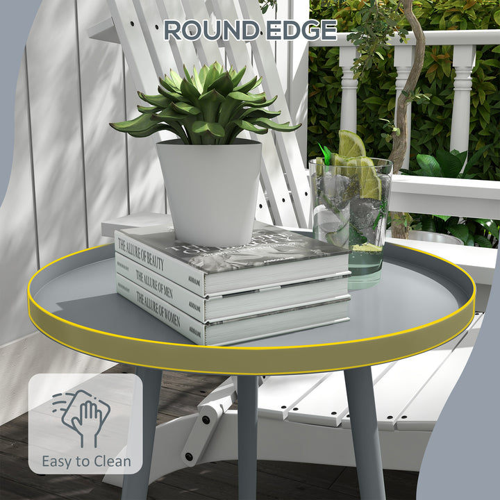 Round Garden Coffee Table, Outdoor Side Table with Rounded Steel Edge,