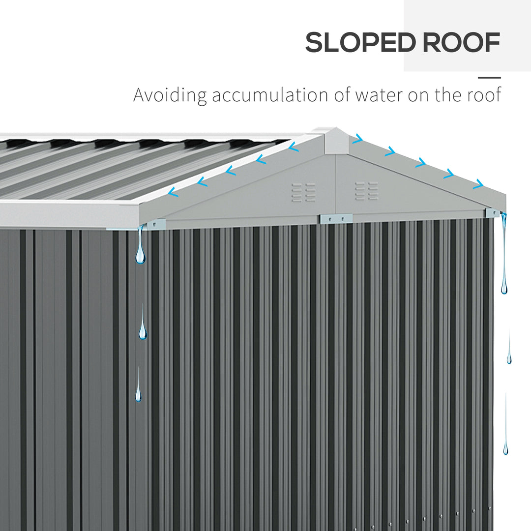 MCL 14 x 8ft Outdoor Garden Metal Storage Shed with Lockable Door, Tool Storage Box for Garden, Patio and Lawn, Grey