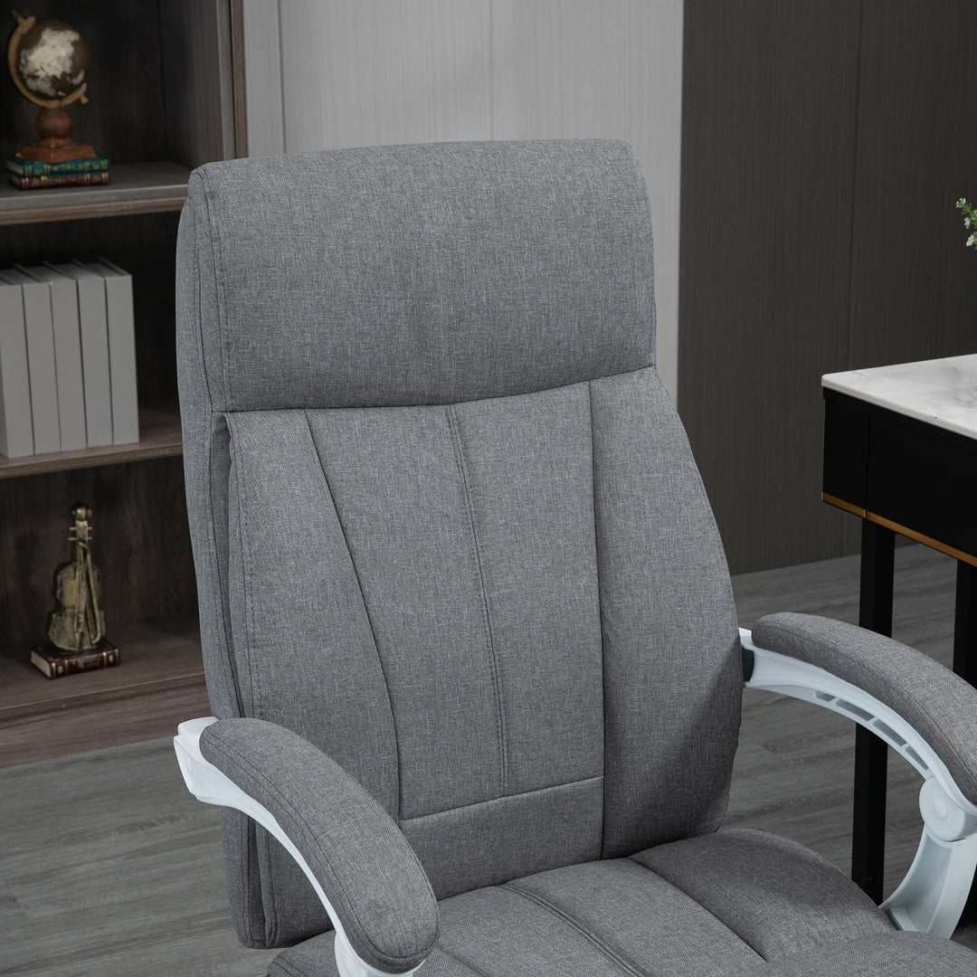 Office Chair, Ergonomic Desk Chair, Fabric Work Study Chair with 155° Reclining Back and Footrest, Adjustable Height and Swivel Wheels, Grey