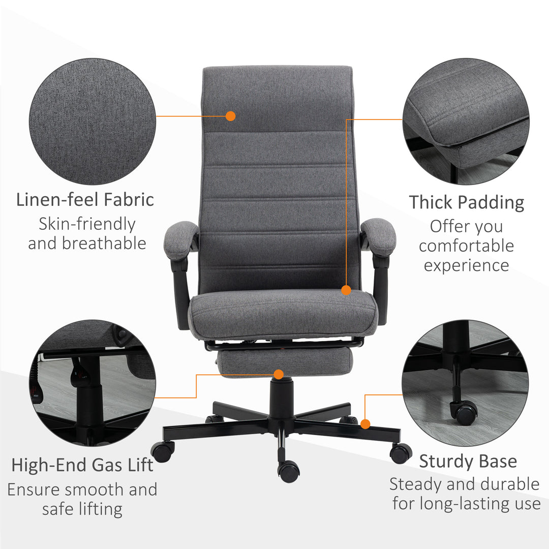 Office Chair, Computer Desk Chair, Fabric Swivel Chair with Adjustable Height and Rolling Wheels for Home Office Work Study, Grey