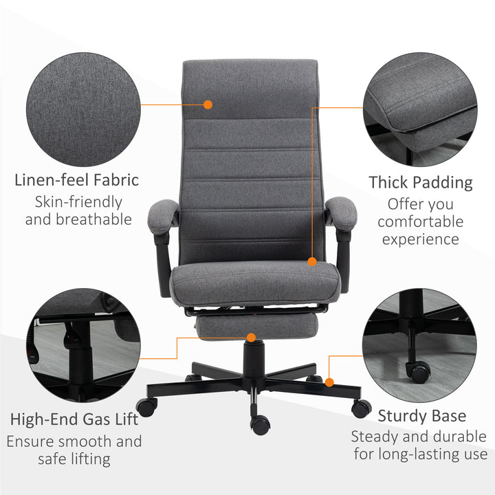 Office Chair, Computer Desk Chair, Fabric Swivel Chair with Adjustable Height and Rolling Wheels for Home Office Work Study, Grey