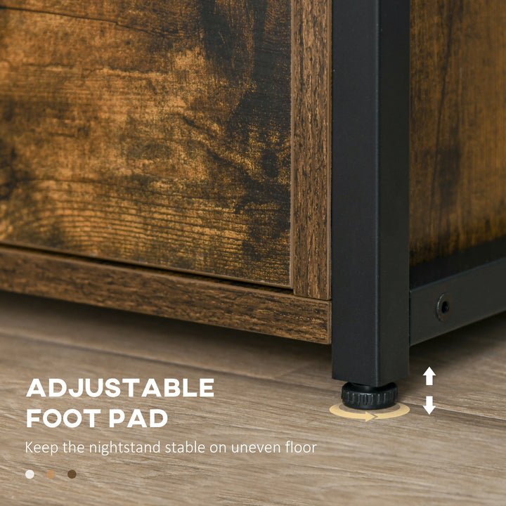 MCL Industrial Side Table with Drawer, Sofa Table, Bedside Cabinet with Storage Shelf, Slim Nightstand for Living Room, Bedroom, Rustic Brown