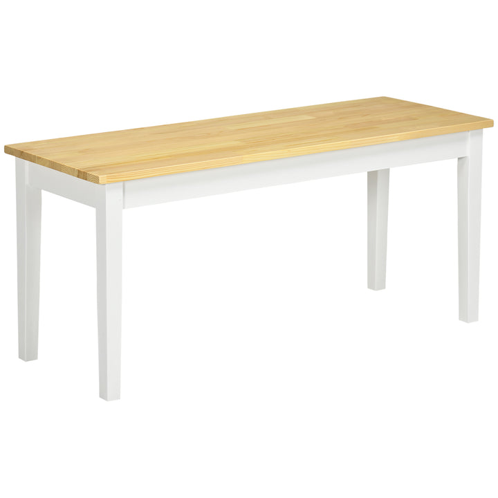 HOMCOM Wood Bench 2 Seater Solid Wooden Bench in Garden, Kitchen, Living Dining Room, Natural Wood Effect, White | Aosom UK