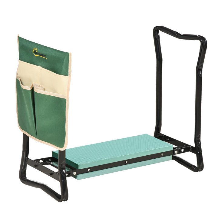 MCL Steel Frame Padded Garden Kneeler, with Tool Bag - Green