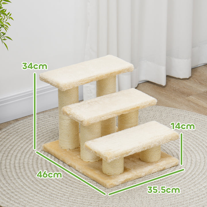 MCL Pet Stairs 3-step Pet Ladder Cat dog Stairs Climb Ladder Cat Tree, Beige
