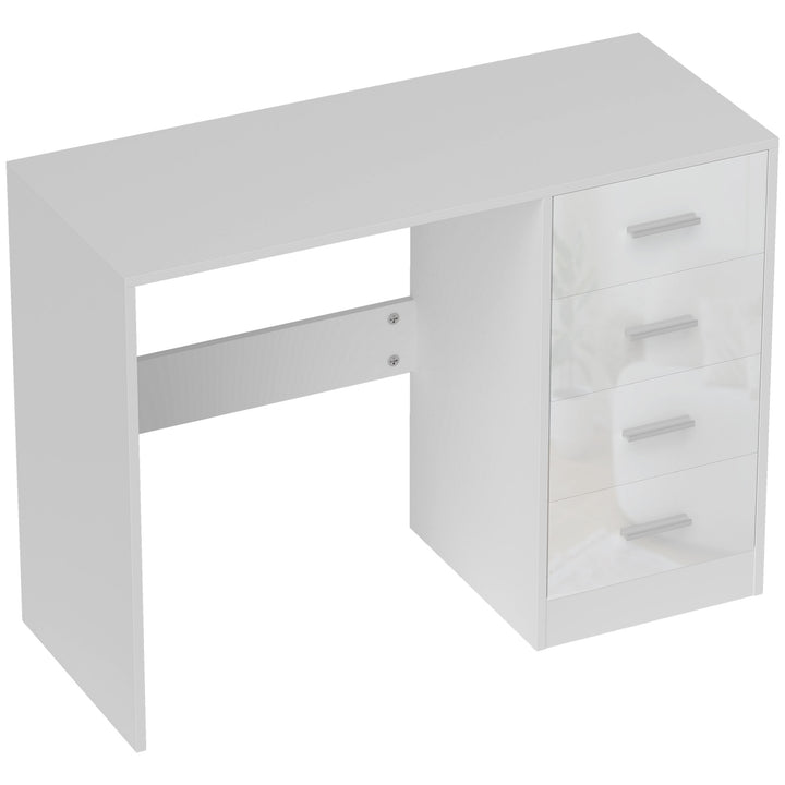 MCL Computer Desk with Drawers, Dressing Table, High Gloss Home Office Writing Workstation, White