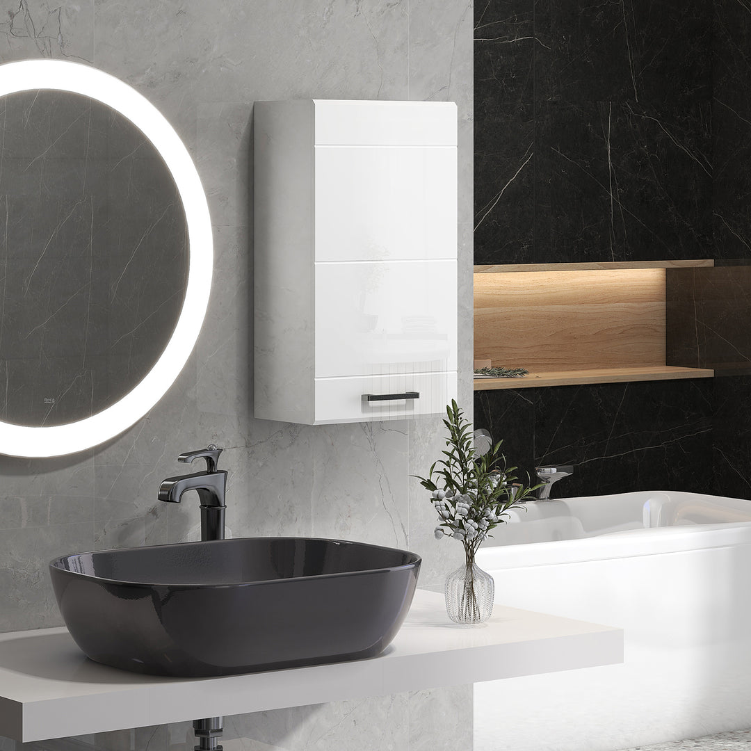 Bathroom Wall Cabinet, High Gloss Bathroom Storage Cabinet with Soft-C