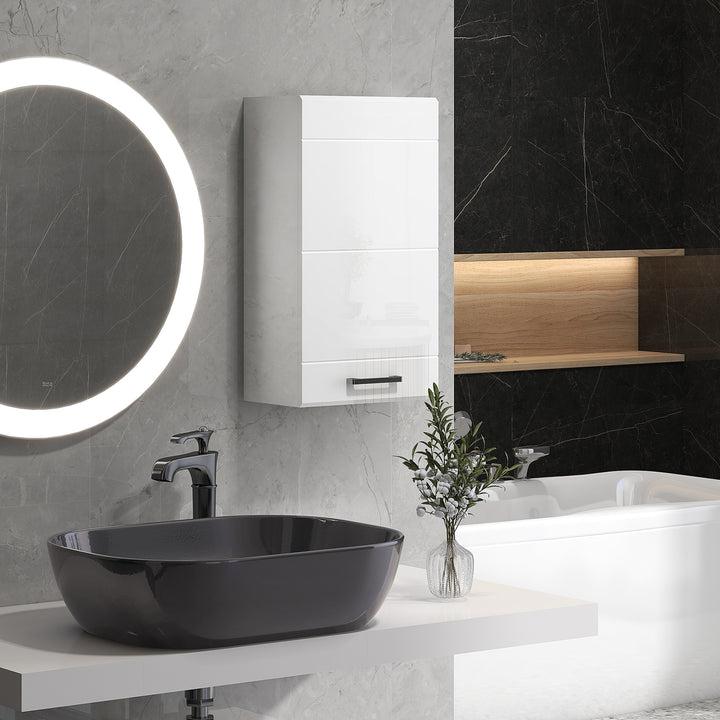 Bathroom Wall Cabinet, High Gloss Bathroom Storage Cabinet with Soft-C