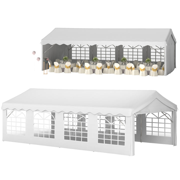 MCL 8m x 4m Garden Gazebo Marquee Wedding Shelter Level 4 Wind Protection, White