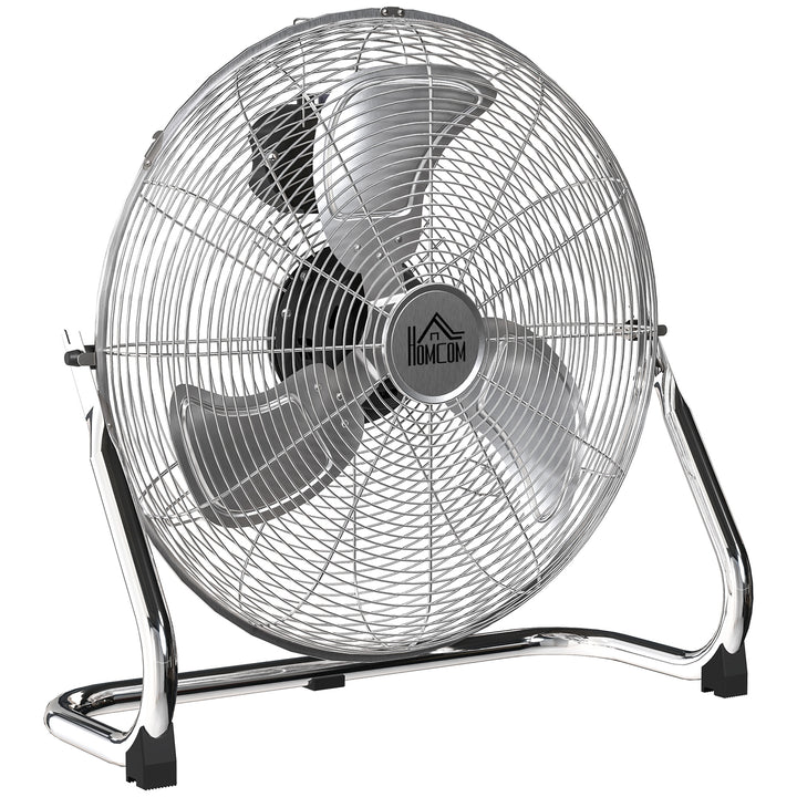 20 Inches Chrome Metal Floor Fan, High Velocity 3-Speed Home Gym with Adjustable Head, Portable Desk & Table Fan Air Circulator for Home Office, Powerful Airflow, Quiet Operation