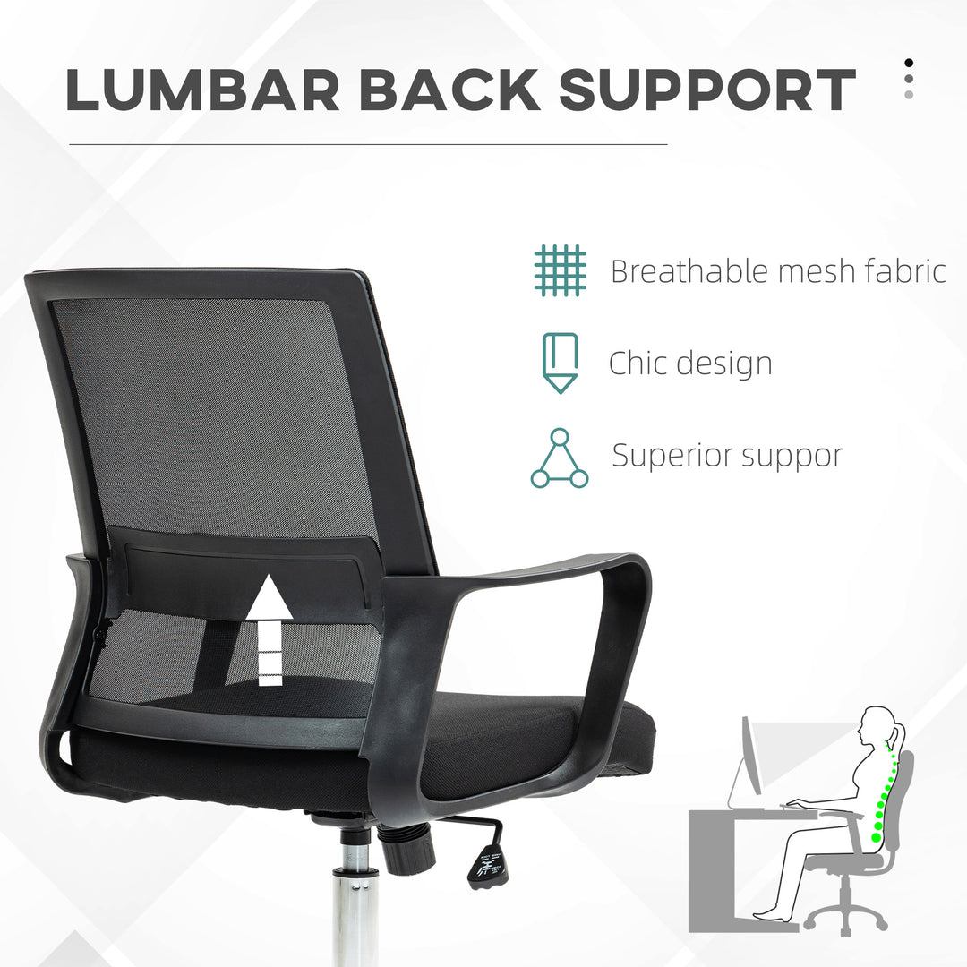 Mesh Back Office Chair, with Wheels - Black