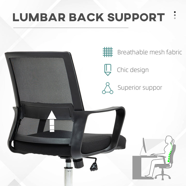 Mesh Back Office Chair, with Wheels - Black