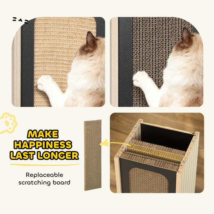 MCL 63cm Cat Scratching Post, Cat Scratcher with Replaceable Scratching Board, Top Perch, Sisal Scratch Mat, Oak