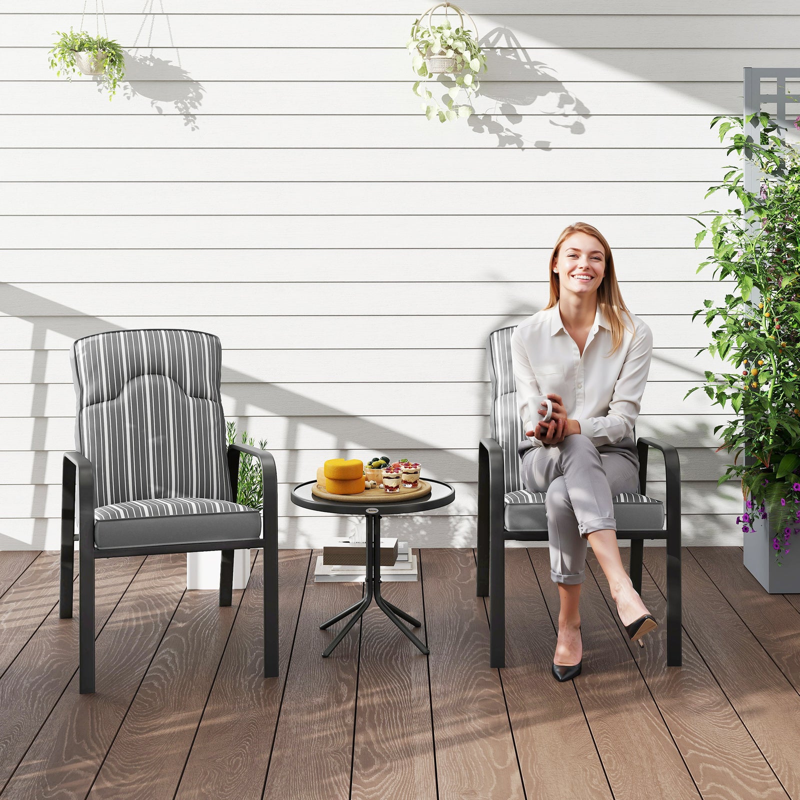 Three-Piece Reclining Chair Set - Grey