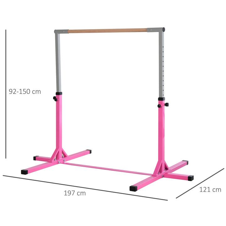 MCL Height Adjustable Gymnastics Horizontal Bar for Kids, Children Junior Kip High Bar Fitness, Pink