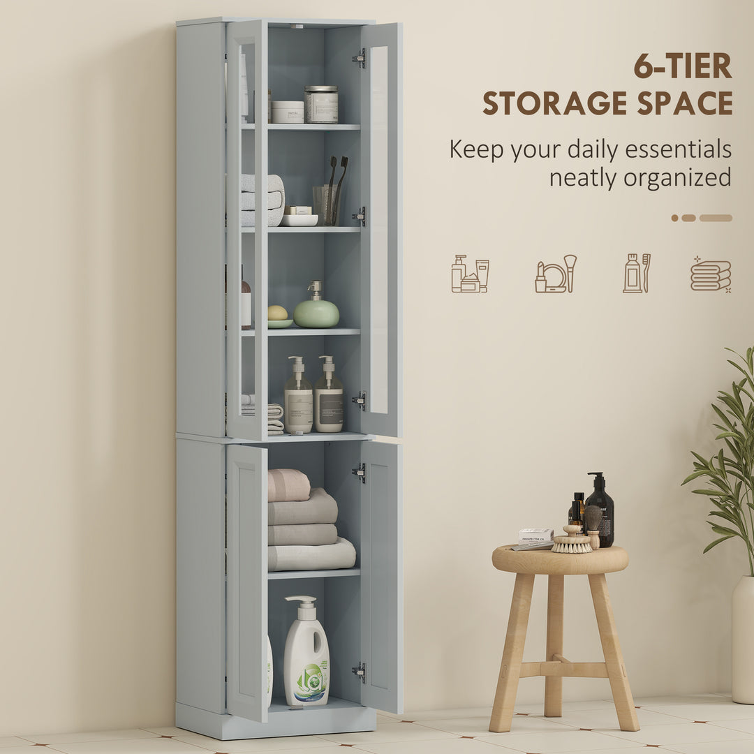 Tall Bathroom Storage Cabinet, 6-Tier Slim Bathroom Cabinet with Adjus