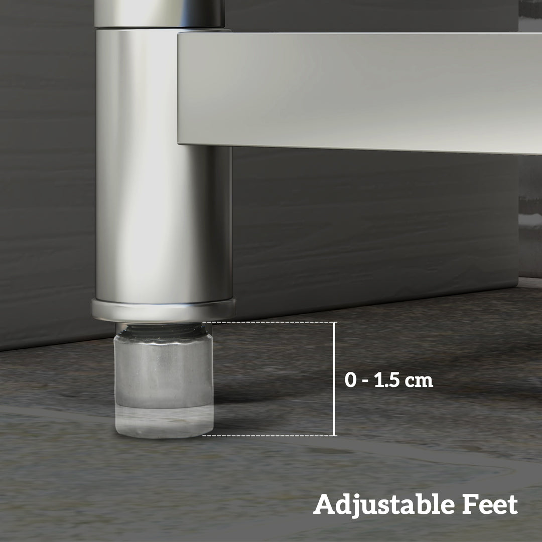 Outdoor Utility Sink, Stainless Steel Free Standing Single Bowl Kitchen Sink with Cold and Hot Water Pipe and Storage Shelf for Laundry Garage, 55 x 50 x 100 cm