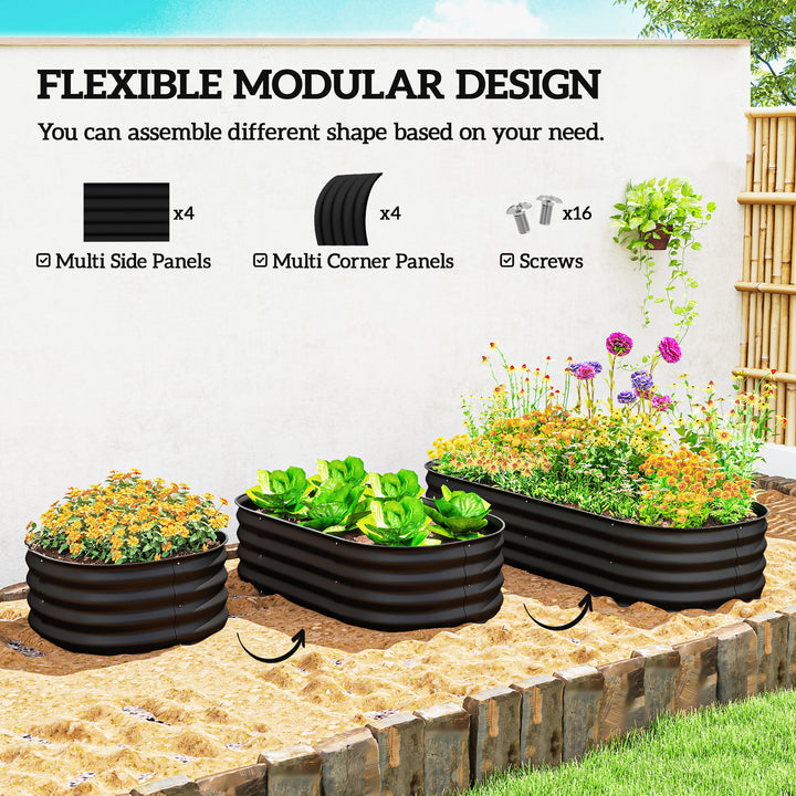 Galvanised Raised Garden Bed, Metal Planter Box with Safety Edging, fo