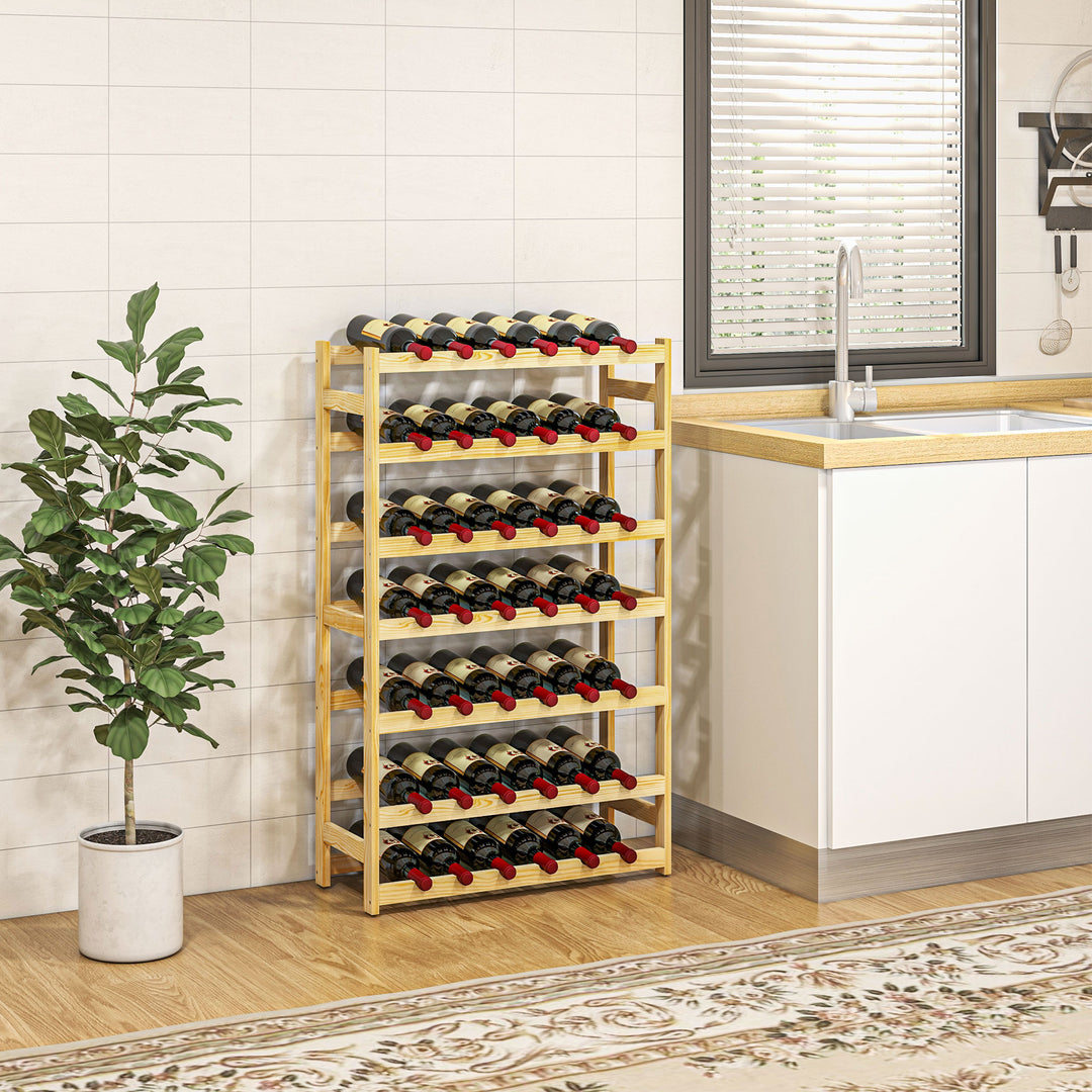 HOMCOM 42-Bottle Wooden Wine Rack - Natural Finish | Aosom UK