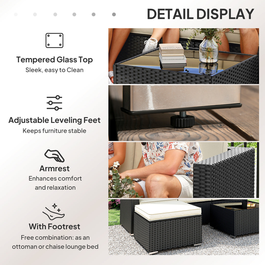 3 Pieces Garden Furniture Set w/ Cushions, PE Rattan Wicker Conversati