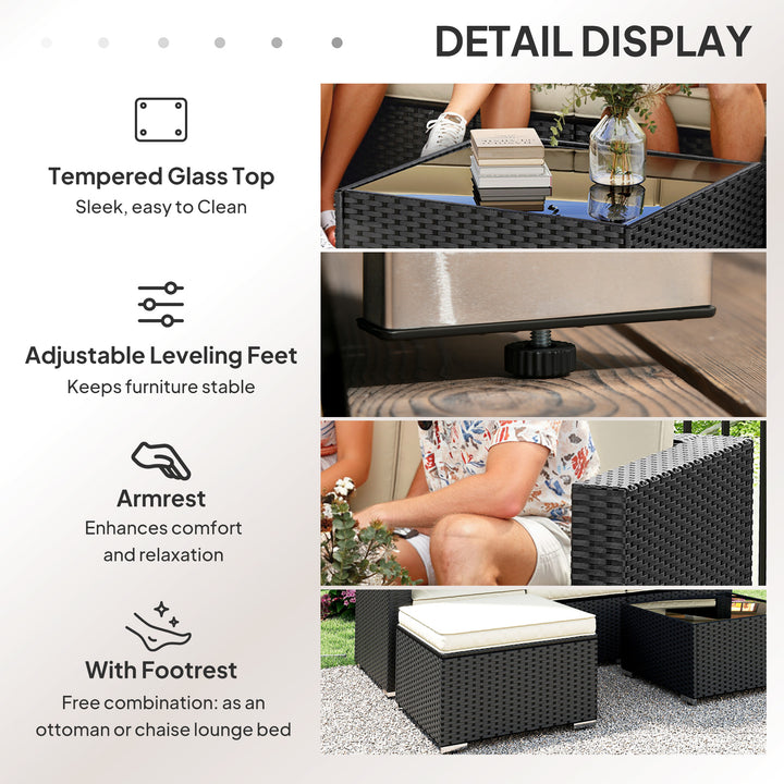3 Pieces Garden Furniture Set w/ Cushions, PE Rattan Wicker Conversati