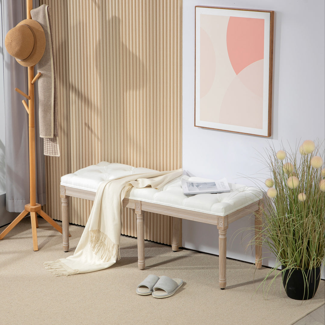 Vintage French Look Bed End Bench - Cream White - view 2